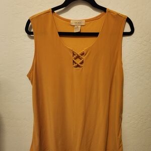 Zara Mustard Tank Top with Crisscross Detail